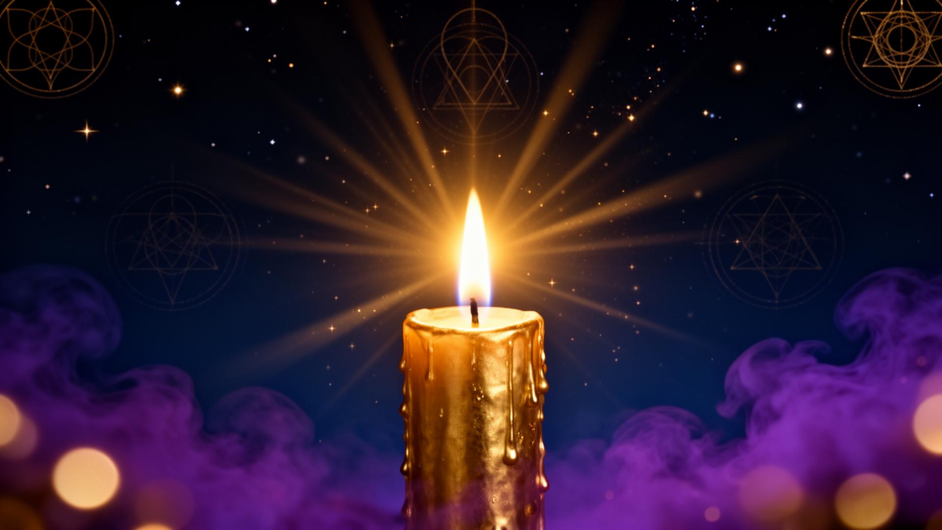 Spiritual divine flame with golden light rays